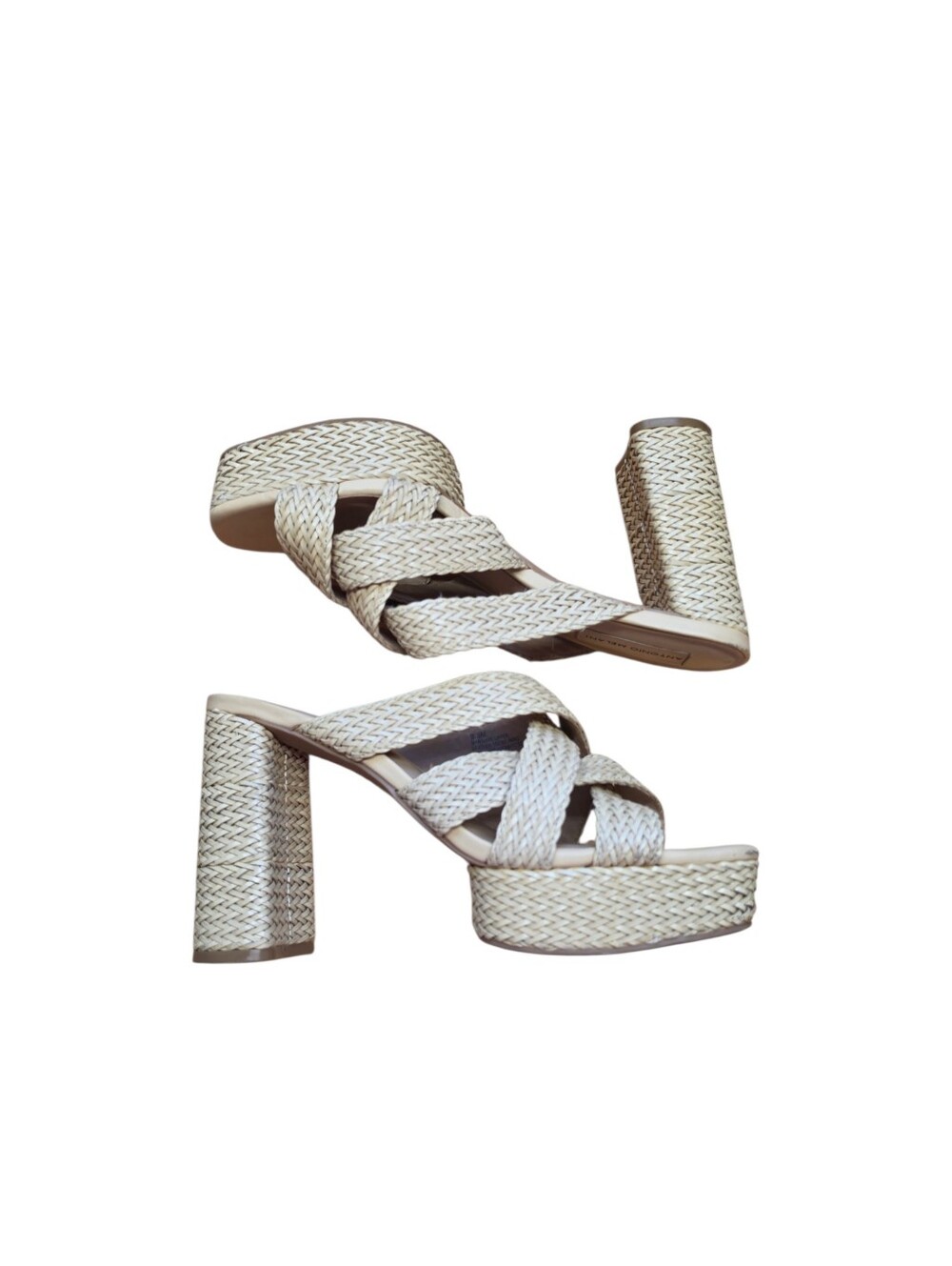 Antonio Melani Tan Open Square Toe Platform Sandal Heels 9.5